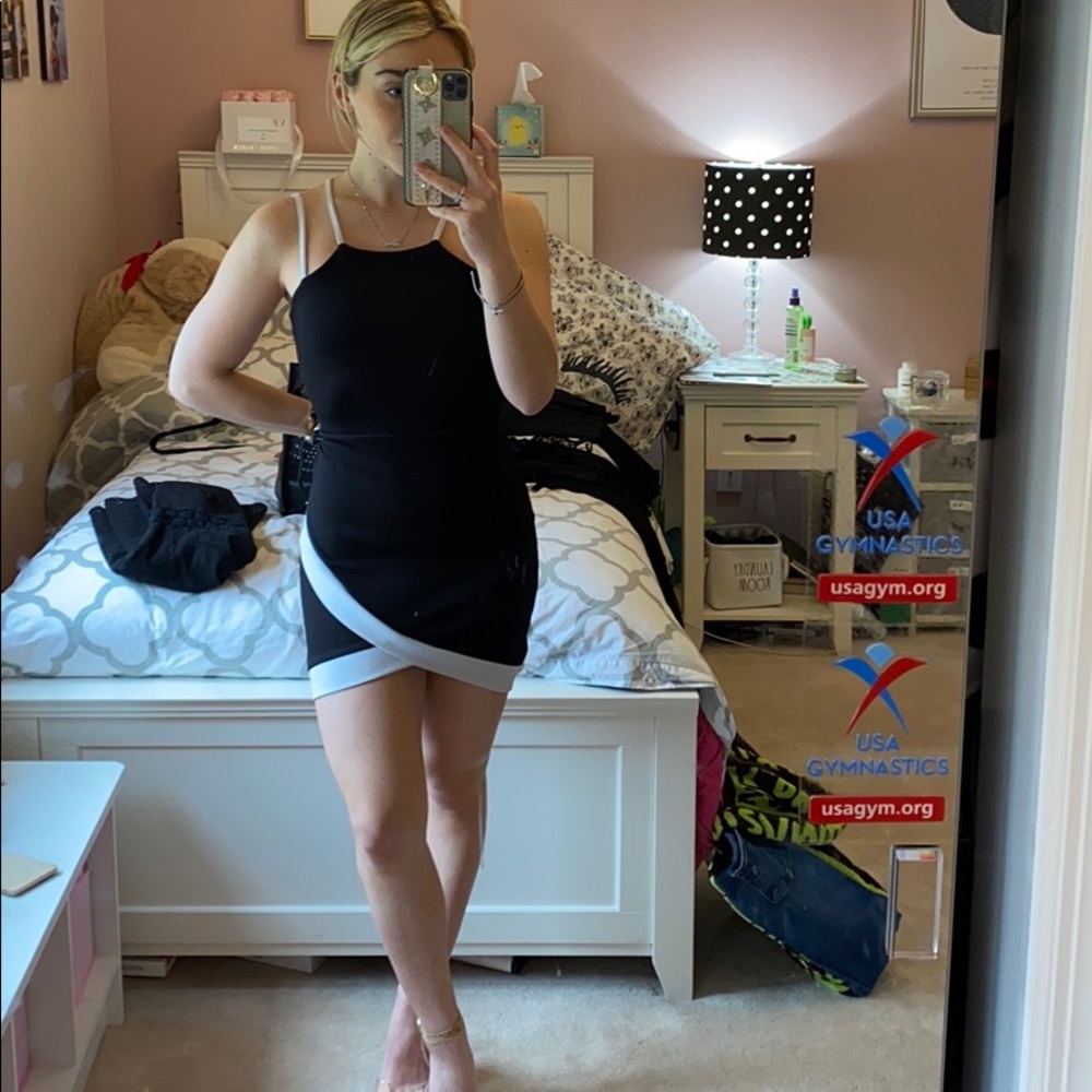 Black with white trim dress